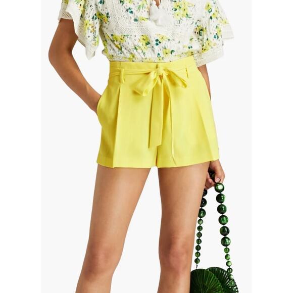 Alice + Olivia Pants - Alice + Olivia Steffie Belted Pleated Crepe Shorts Womens Size 14 NWT Bright